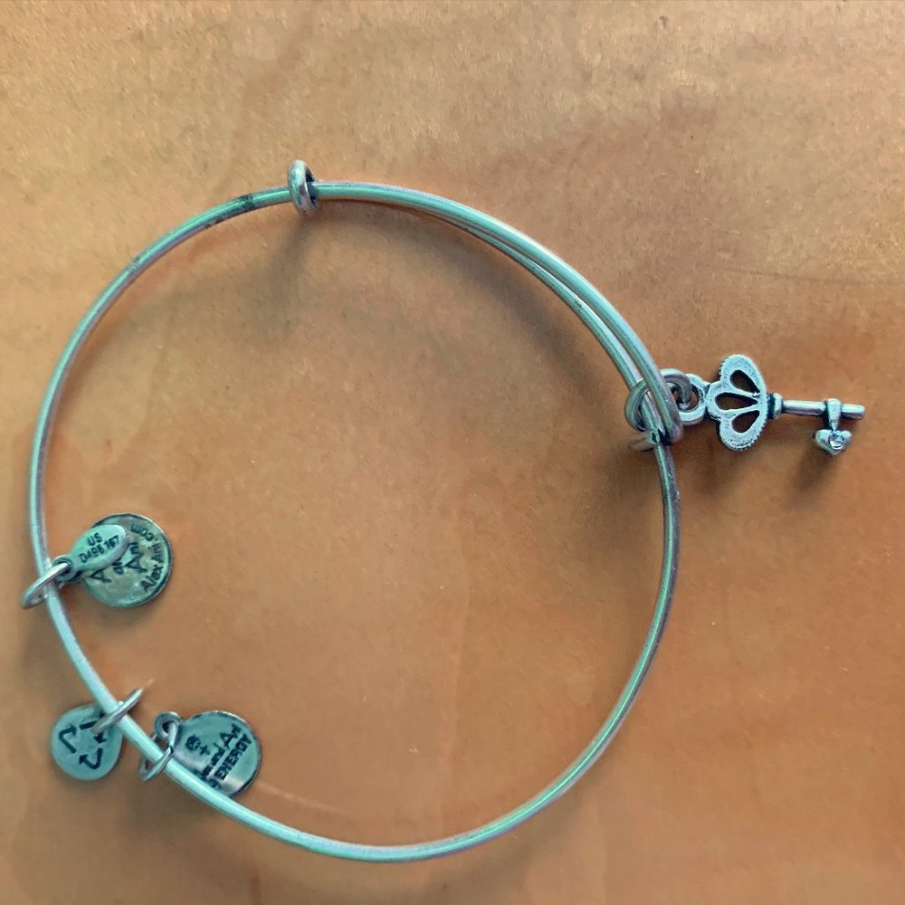Silver Alex and Ani Key Charm Bracelet
